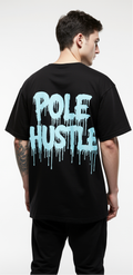 Pole Hustle Oversized Christmas T-Shirt – Black Urban Holiday Graphic Tee | Streetwear Style