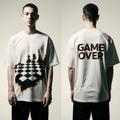 Oversized Streetwear T-Shirt – Game Over Chessboard Graphic | Trendy Gamer & Urban Fashion Tee