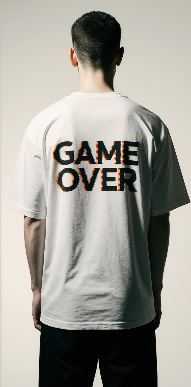 Oversized Streetwear T-Shirt – Game Over Chessboard Graphic | Trendy Gamer & Urban Fashion Tee