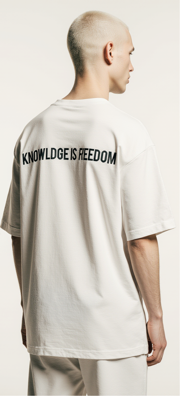 Oversized Streetwear T-Shirt "Knowledge is Freedom" – Minimalist Graphic Tee with Book & Birds Design