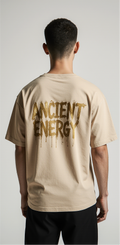 Oversized Ancient Energy T-Shirt – Egyptian Pyramid Graphic Tee | Beige Streetwear Unisex Shirt