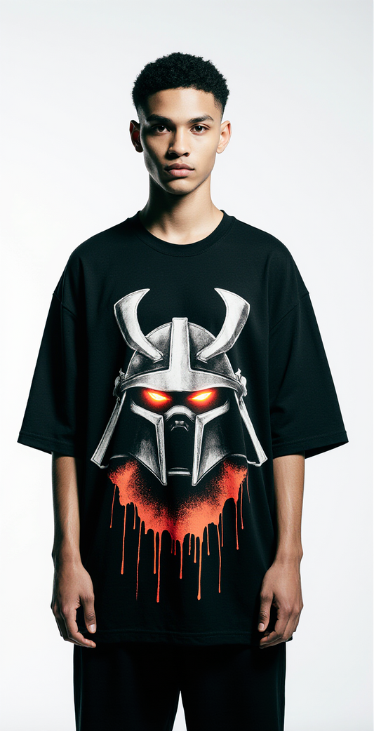 Oversized Street Samurai T-Shirt – Japanese Samurai Graphic Tee | Urban Streetwear Black Oversized Shirt