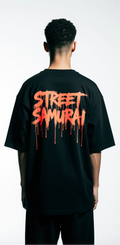 Oversized Street Samurai T-Shirt – Japanese Samurai Graphic Tee | Urban Streetwear Black Oversized Shirt