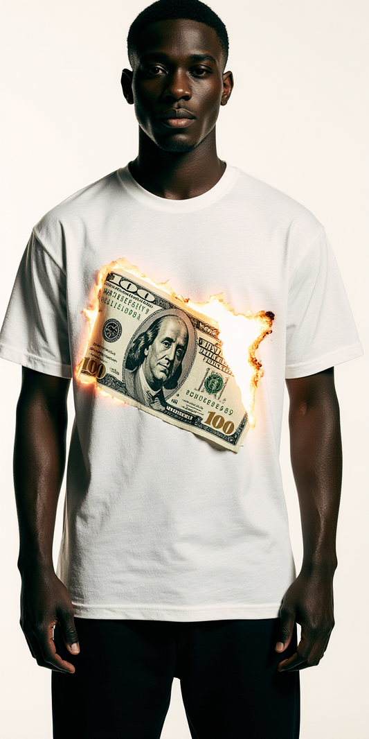 Oversized Streetwear T-Shirt – Money Talks Graphic | Burning Dollar Hip Hop Tee
