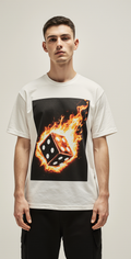 Oversized Streetwear T-Shirt – Play or Die Dice Graphic | Flame Casino Urban Tee