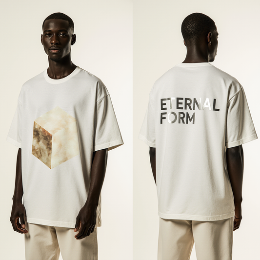 Oversized Streetwear T-Shirt "Eternal Form" – Minimalist Cube Graphic Tee