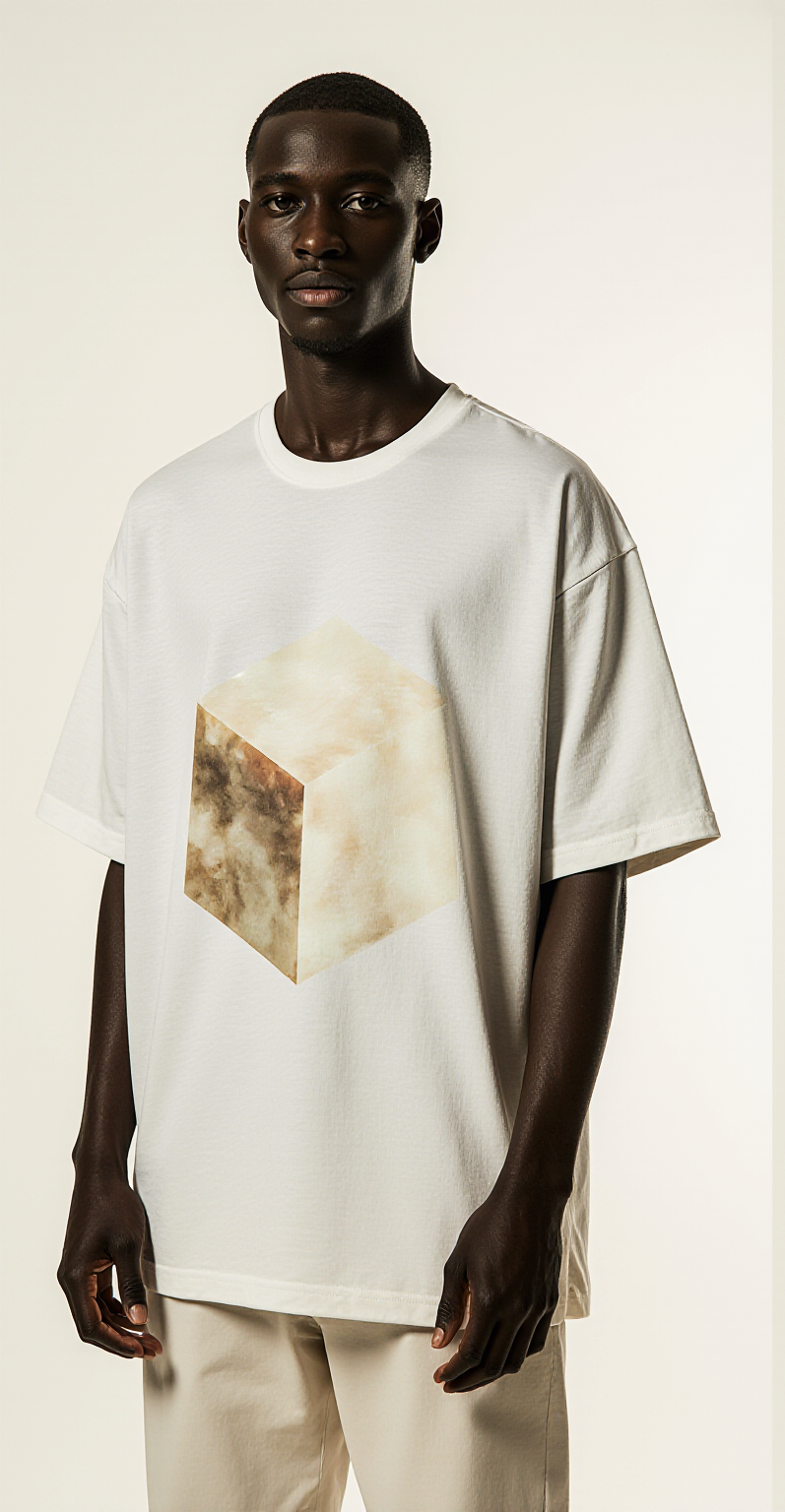 Oversized Streetwear T-Shirt "Eternal Form" – Minimalist Cube Graphic Tee
