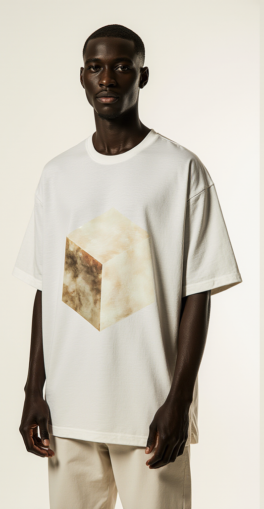 Oversized Streetwear T-Shirt "Eternal Form" – Minimalist Cube Graphic Tee