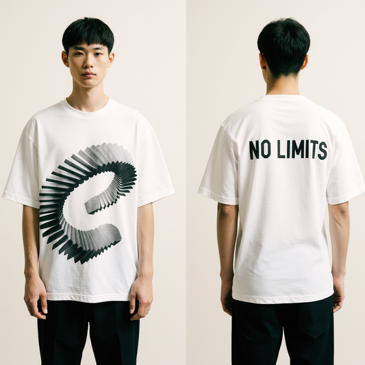 Oversized Streetwear T-Shirt "No Limits" – Modern Graphic Tee with 3D Spiral Print