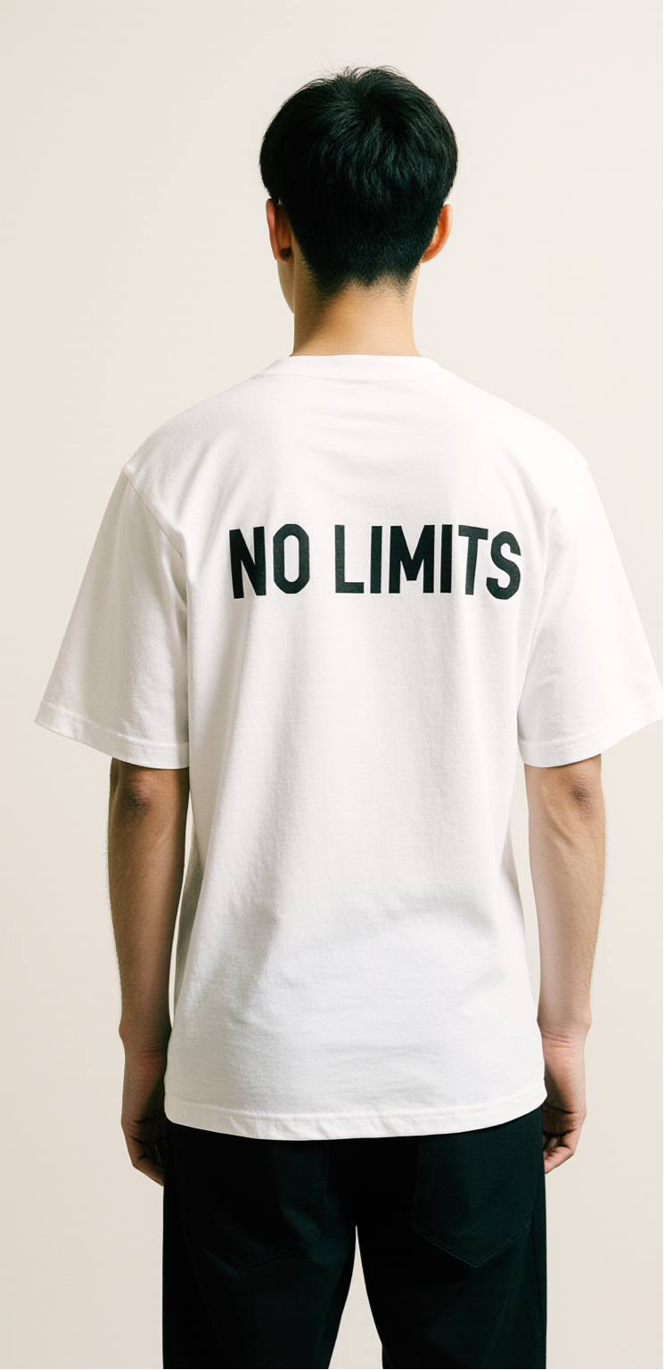 Oversized Streetwear T-Shirt "No Limits" – Modern Graphic Tee with 3D Spiral Print