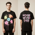 Oversized Streetwear T-Shirt – Noise Never Dies Vinyl Record Graphic | Retro Music Urban Tee