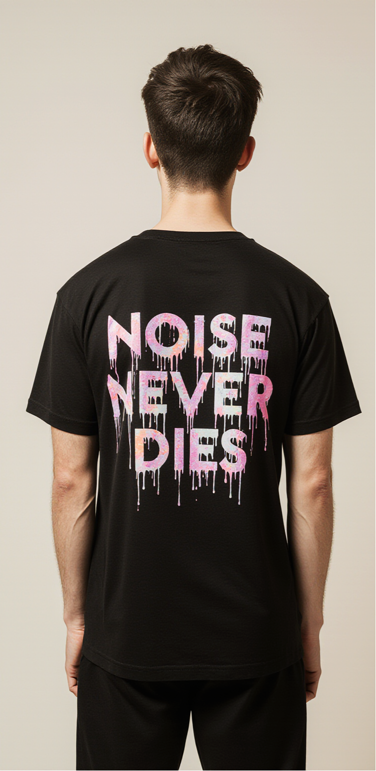 Oversized Streetwear T-Shirt – Noise Never Dies Vinyl Record Graphic | Retro Music Urban Tee