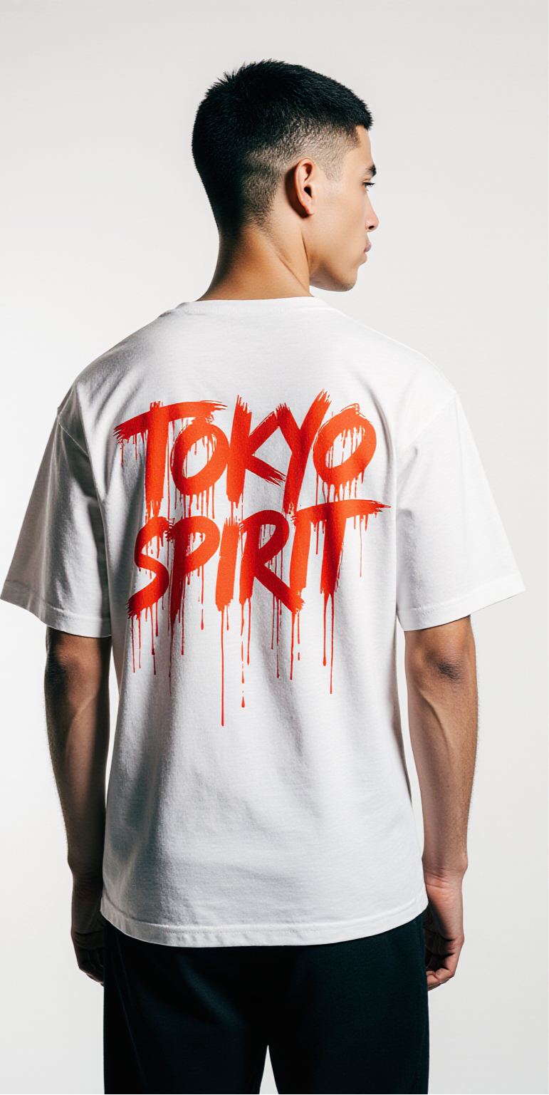 Oversized Tokyo Spirit T-Shirt – Japanese Temple Graphic White Streetwear Tee