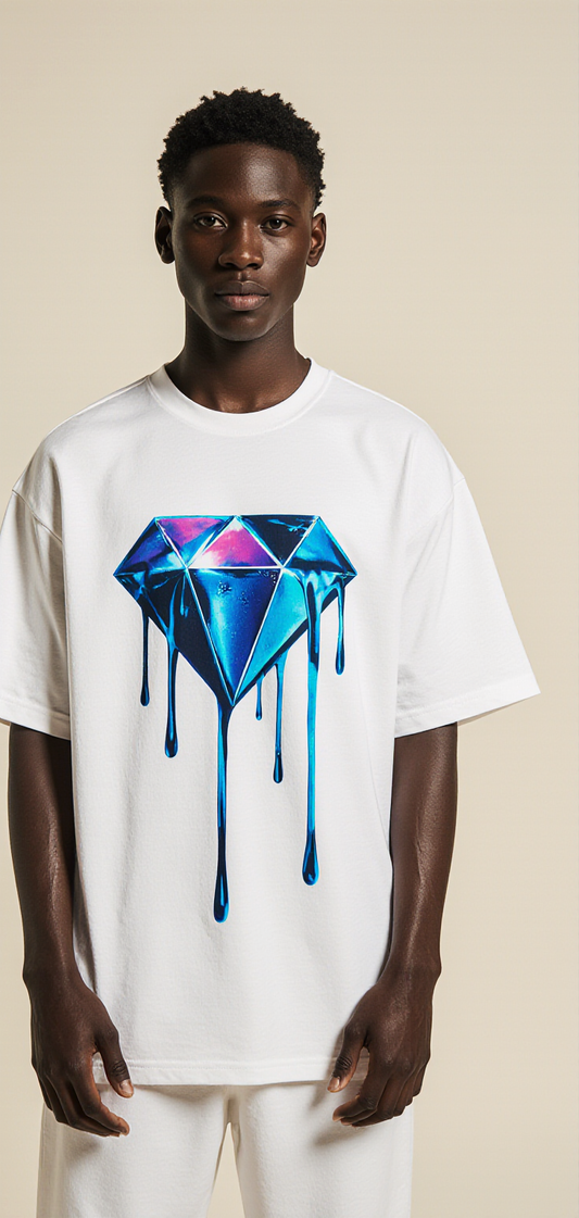 Oversized Streetwear T-Shirt "True Value" – Luxury Graphic Tee with Dripping Diamond Print