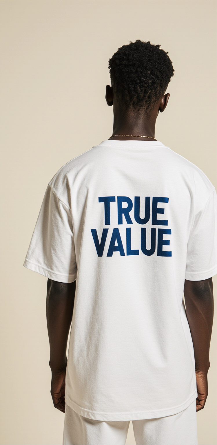 Oversized Streetwear T-Shirt "True Value" – Luxury Graphic Tee with Dripping Diamond Print