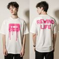 Oversized Streetwear T-Shirt – Retro Cassette Graphic “Rewind Life” | Vintage 90s Hip-Hop Tee