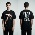 Fear No Evil Oversized T-Shirt | Grim Reaper Graphic Tee for Men & Women | Gothic Streetwear Fashion Black Tee