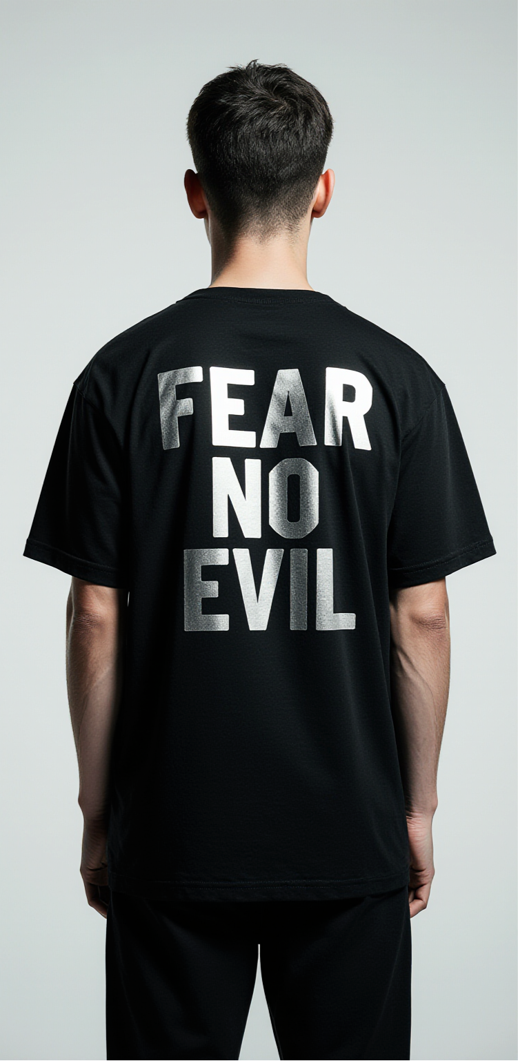 Fear No Evil Oversized T-Shirt | Grim Reaper Graphic Tee for Men & Women | Gothic Streetwear Fashion Black Tee