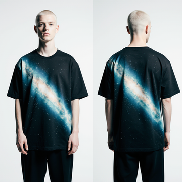 Oversized Streetwear T-Shirt – Galaxy Milky Way Graphic | Black Cosmic Fashion Tee