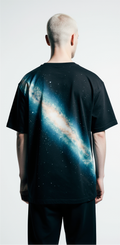 Oversized Streetwear T-Shirt – Galaxy Milky Way Graphic | Black Cosmic Fashion Tee