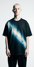 Oversized Streetwear T-Shirt – Galaxy Milky Way Graphic | Black Cosmic Fashion Tee