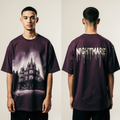 Nightmare Oversized T-Shirt | Haunted Mansion Graphic Tee for Men & Women | Gothic Horror Streetwear Purple Shirt