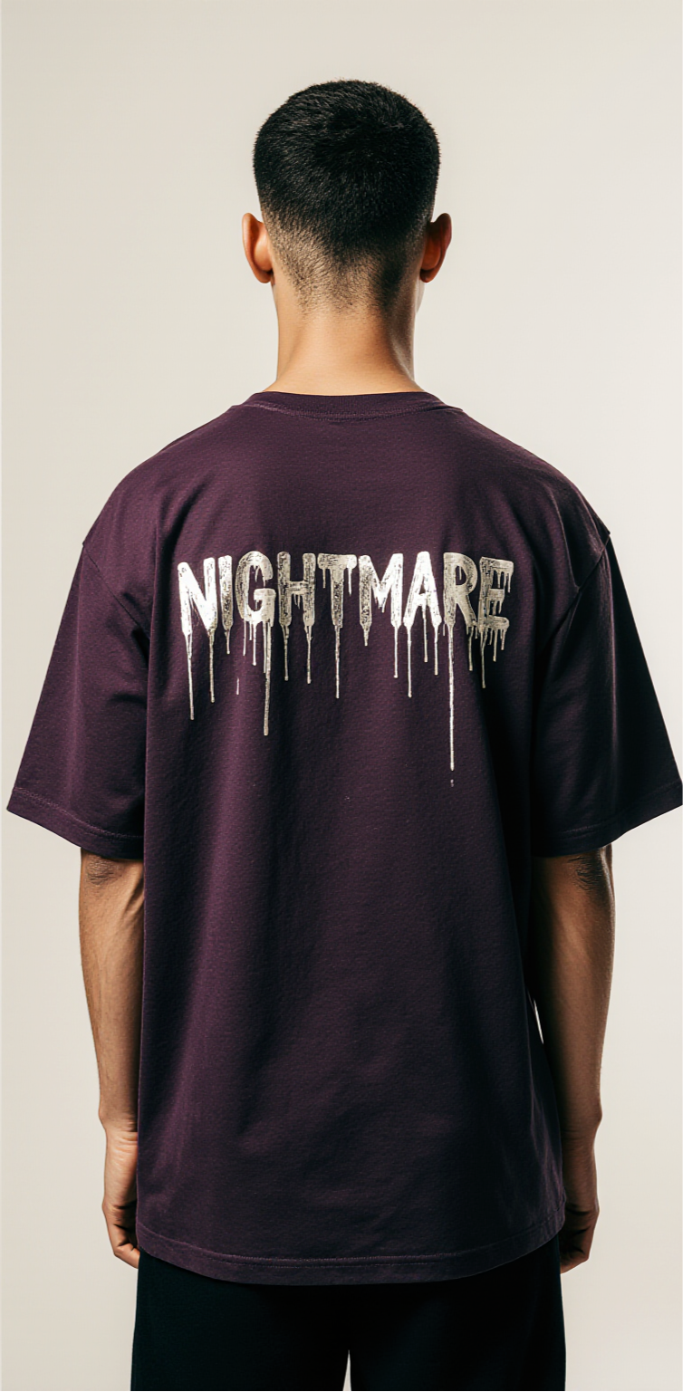 Nightmare Oversized T-Shirt | Haunted Mansion Graphic Tee for Men & Women | Gothic Horror Streetwear Purple Shirt