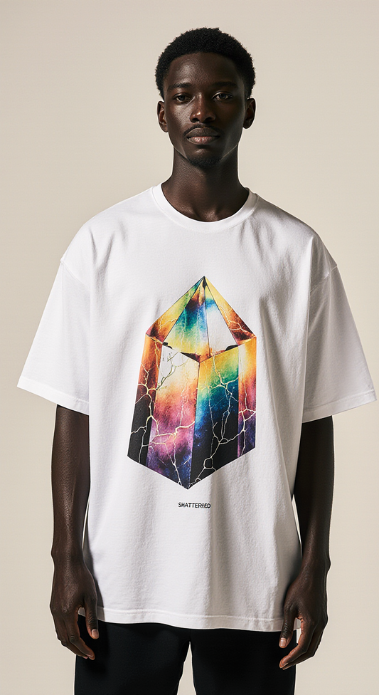 Oversized Streetwear T-Shirt "Shattered Light" – Abstract Prism Graphic Tee | Urban Fashion for Men