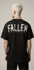 Men’s Oversized Black T-Shirt – “FALLEN” Angel Graphic Gothic Streetwear