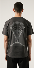 Greek Statue Graphic T-Shirt | Oversized Dark Grey Streetwear Tee with Ancient Roman Bust & Architectural Back Print
