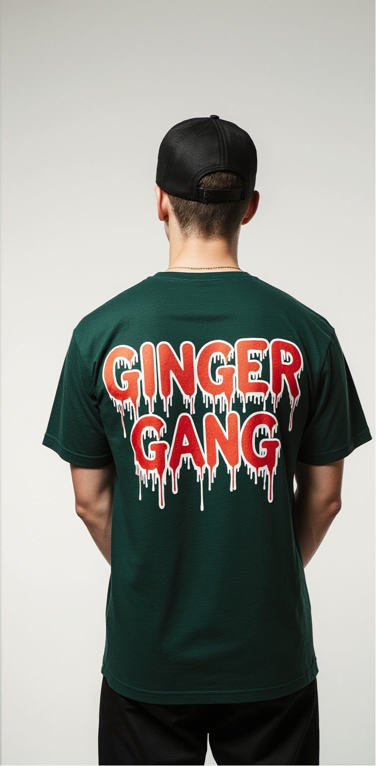 Oversized Gingerbread Christmas T-Shirt – Dark Green Streetwear Tee | Ginger Gang Holiday Graphic