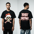 Oversized Deadly Christmas T-Shirt – Black Gothic Streetwear Tee | Skull Santa Holiday Graphic