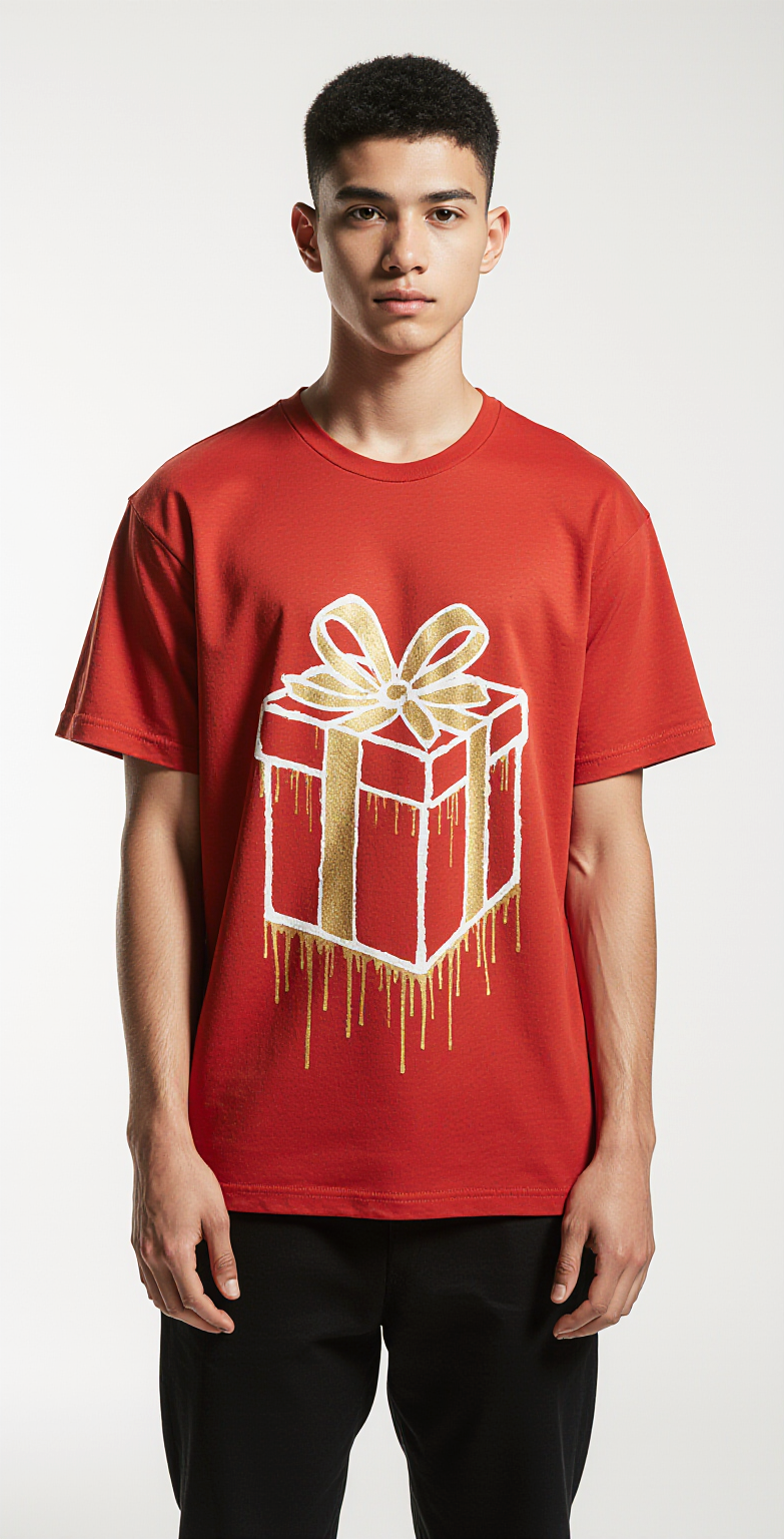 Oversized Holiday Hustle Christmas T-Shirt – Red Graphic Streetwear Tee | Urban Xmas Fashion