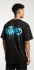 Untamed Tiger Oversized T-Shirt | Black Streetwear Graphic Tee | Bold Neon Pink Tiger Print & Blue Back Text Unisex Top