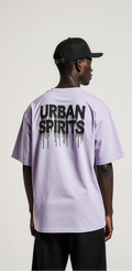 Urban Spirits T-Shirt | Oversized Purple Streetwear Ghost Graphic Tee | Unisex Halloween & Casual Fashion Top
