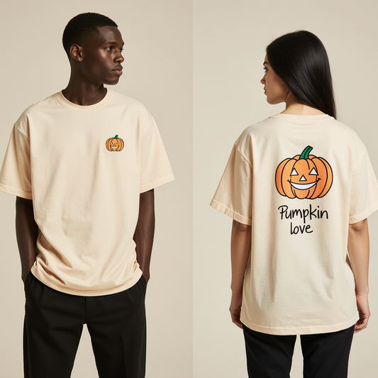 Pumpkin Love T-Shirt | Oversized Halloween Graphic Tee | Cute Pumpkin Print Unisex Shirt for Men & Women
