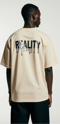 Oversized Reality Graphic T-Shirt | Dripping Metallic Face Streetwear Tee | Trendy Urban Fashion for Men & Women