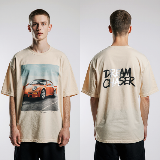 Dream Chaser Oversized Graphic T-Shirt – Vintage Sports Car Print & Streetwear Back Design | Unisex