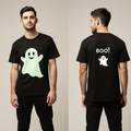 Glow in the Dark Ghost Halloween T-Shirt | Oversized Black BOO Tee | Spooky Streetwear for Men & Women