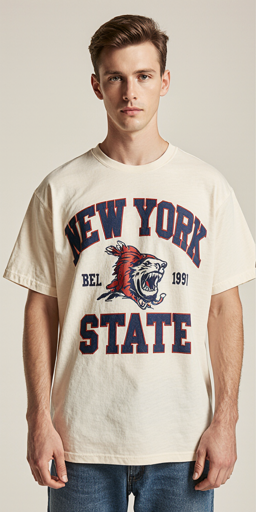 New York State Athletic Graphic T-Shirt – Vintage College Style for Men