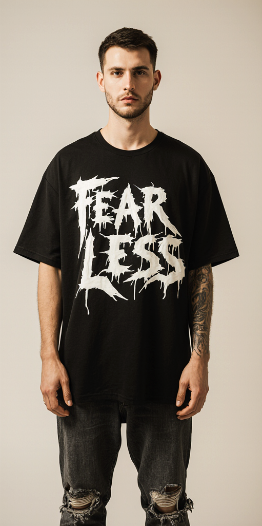Fearless No Limits Oversized Black T-Shirt – Bold Streetwear Graphic Tee for Men