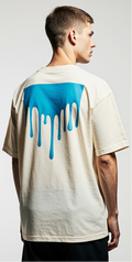 Blue Monarch Oversized Graphic T-Shirt – Butterfly Front Print & Dripping Paint Back | Unisex Streetwear