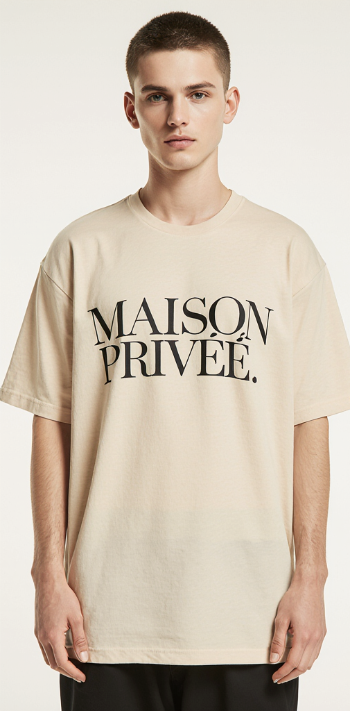 Maison Privée Oversized Beige T-Shirt – Luxury Minimalist Streetwear for Men