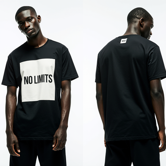 No Limits Black T-Shirt – Bold Motivational Graphic Tee for Men | Streetwear & Casual Style