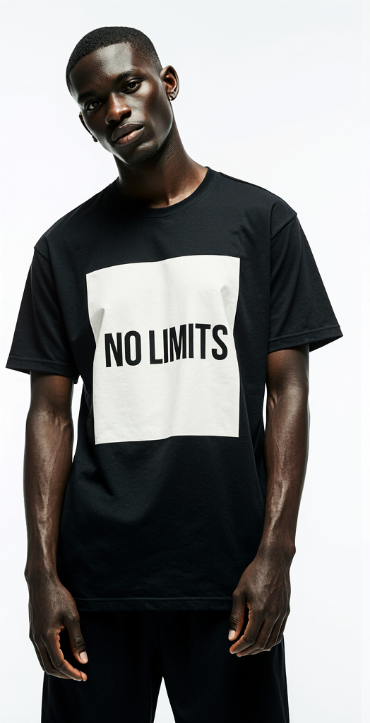No Limits Black T-Shirt – Bold Motivational Graphic Tee for Men | Streetwear & Casual Style