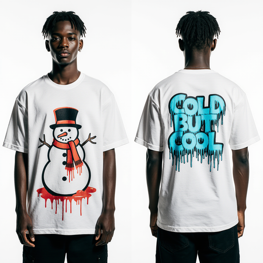 Oversized Snowman T-Shirt – Cold But Cool Christmas Streetwear Graphic Tee | Holiday Oversize Fashion