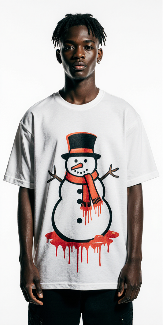 Oversized Snowman T-Shirt – Cold But Cool Christmas Streetwear Graphic Tee | Holiday Oversize Fashion