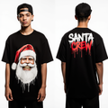 Oversized Streetwear Santa Crew T-Shirt – Christmas Graphic Tee Black Unisex