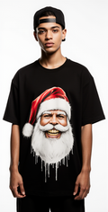 Oversized Streetwear Santa Crew T-Shirt – Christmas Graphic Tee Black Unisex