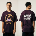 Halloween Oversized T-Shirt Witch Vibes | Neon Witch Hat Graphic Tee | Trendy Streetwear Unisex Spooky Fashion